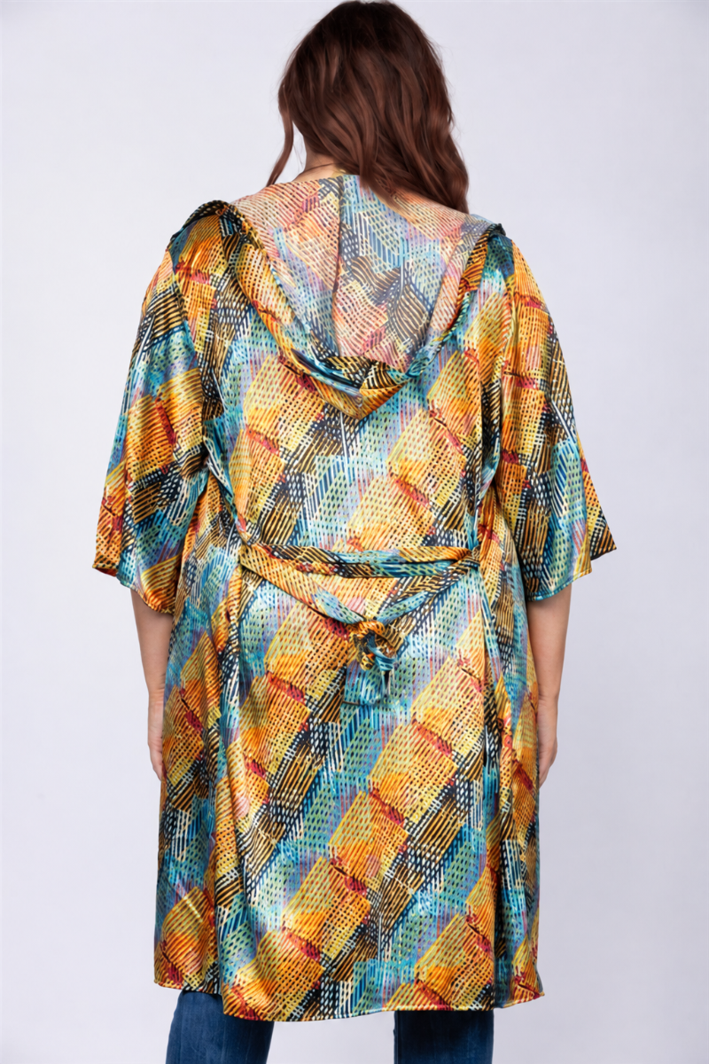 MAUVE PLUS SIZE HOODY COVER-UP CARDIGAN-T6607P-
