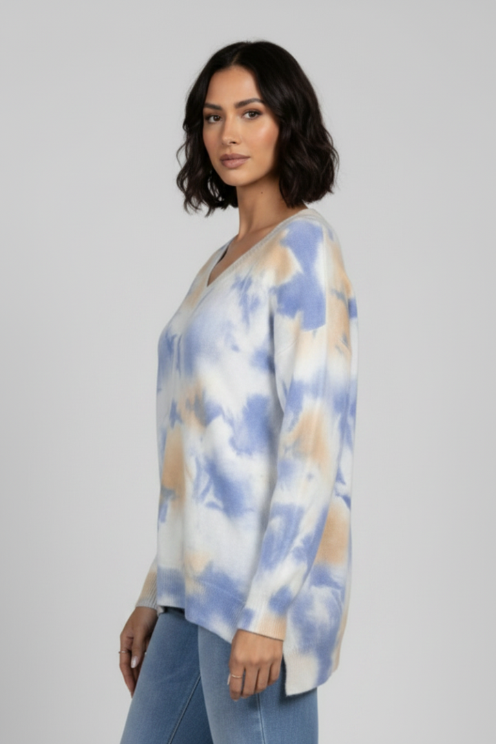 V-NECK LONG SLEEVES WITH SIDE SLIT SWEATER TI3841