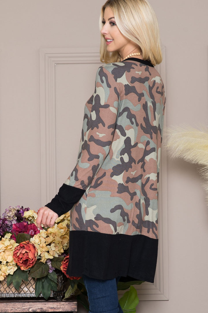 OLIVE/CAMO CAMO PRT CARDIGAN BTTN DOWN