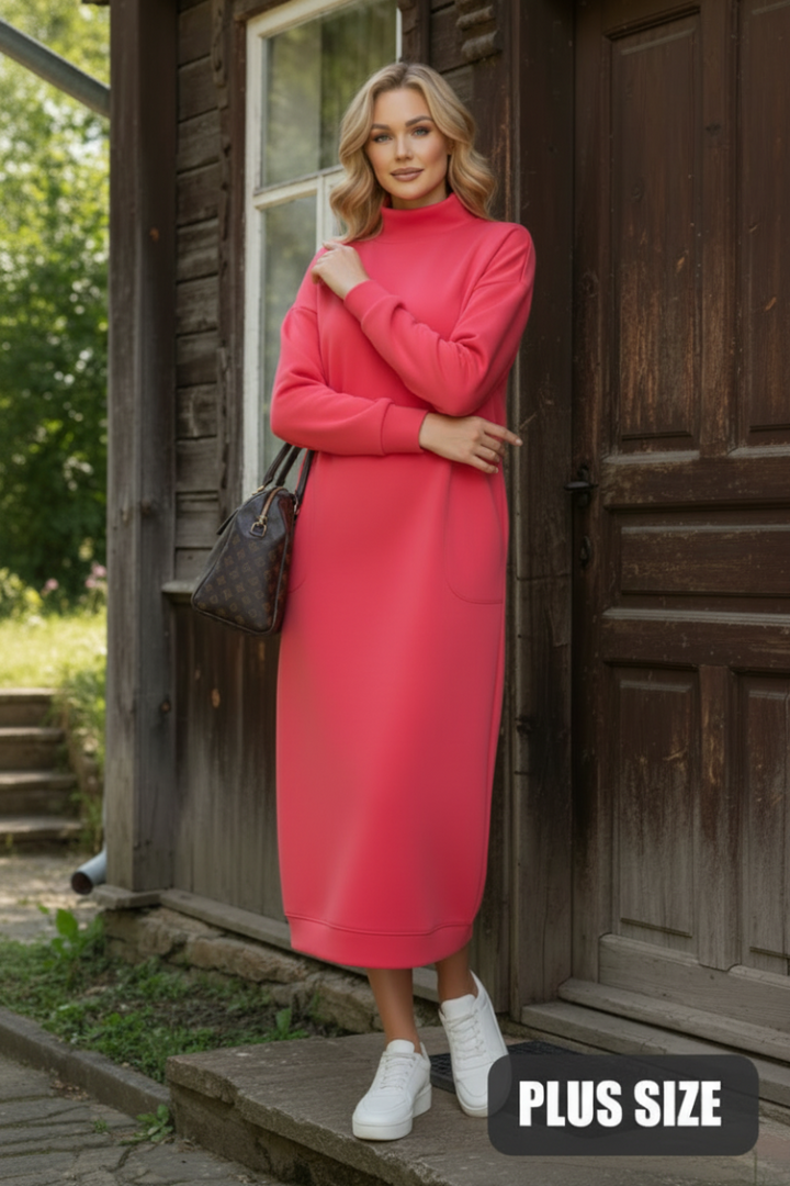 SHILHOUETTE TURTLE NECK LONG SLEEVE MIDI DRESS SHVL6019