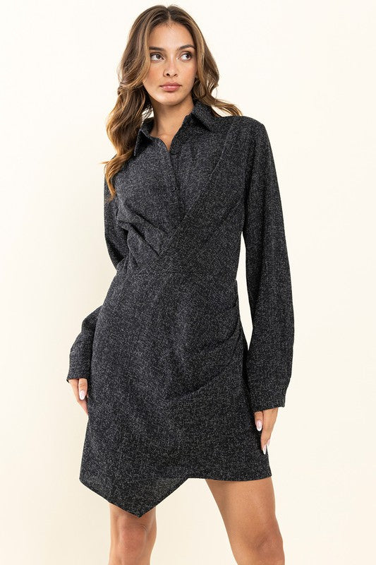 BLACK COLLARED MINI DRESS DNI51672