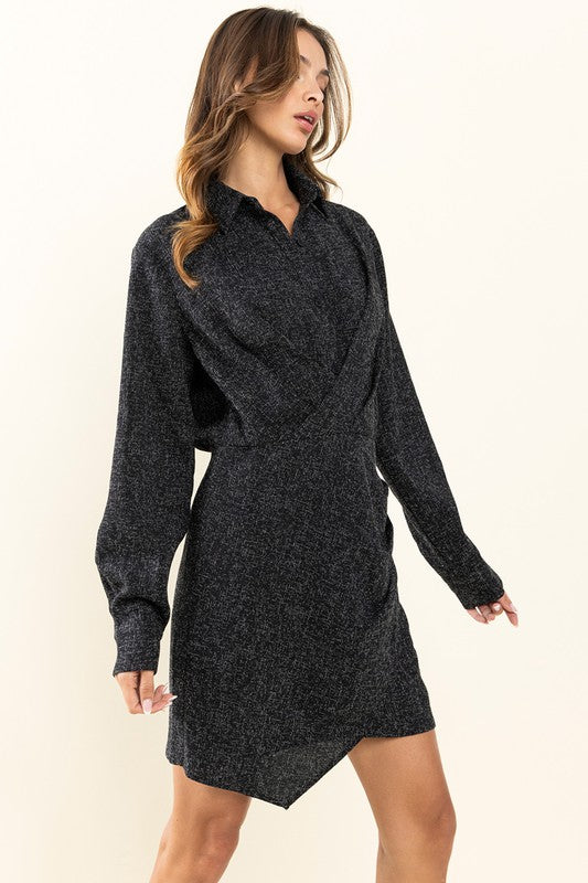 BLACK COLLARED MINI DRESS DNI51672