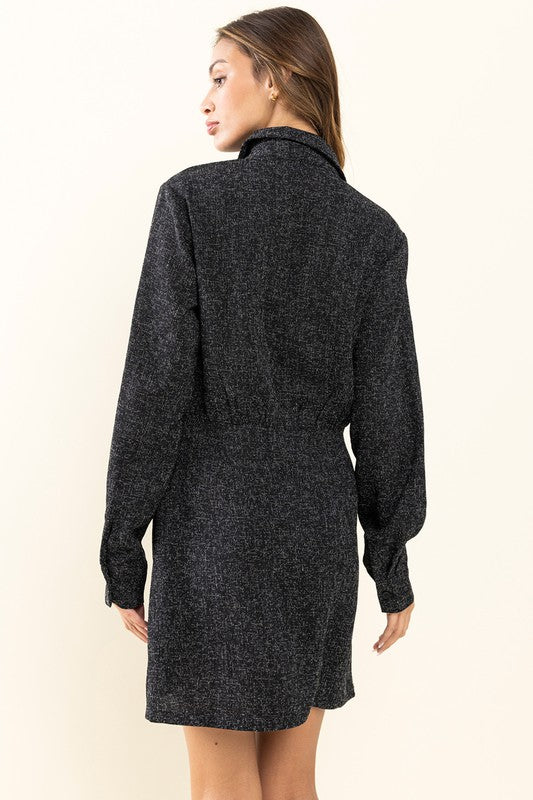 BLACK COLLARED MINI DRESS DNI51672