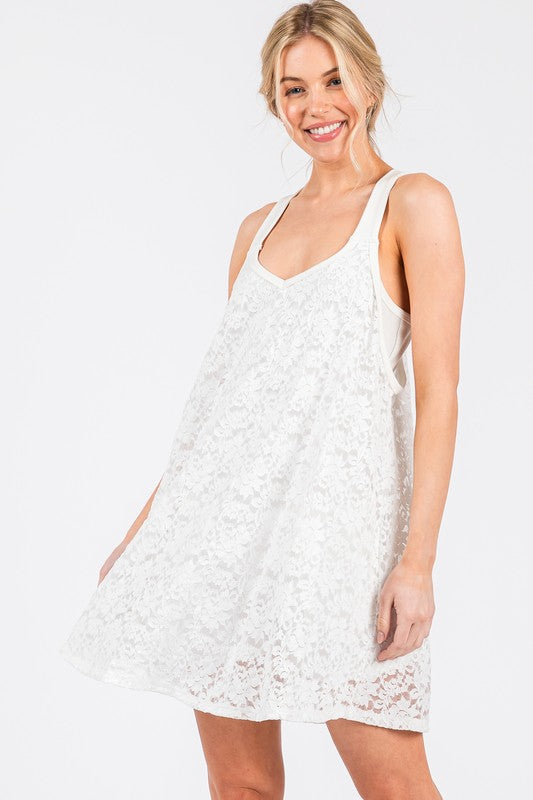 WHITE LACE MINI DRESS  DS52351SA