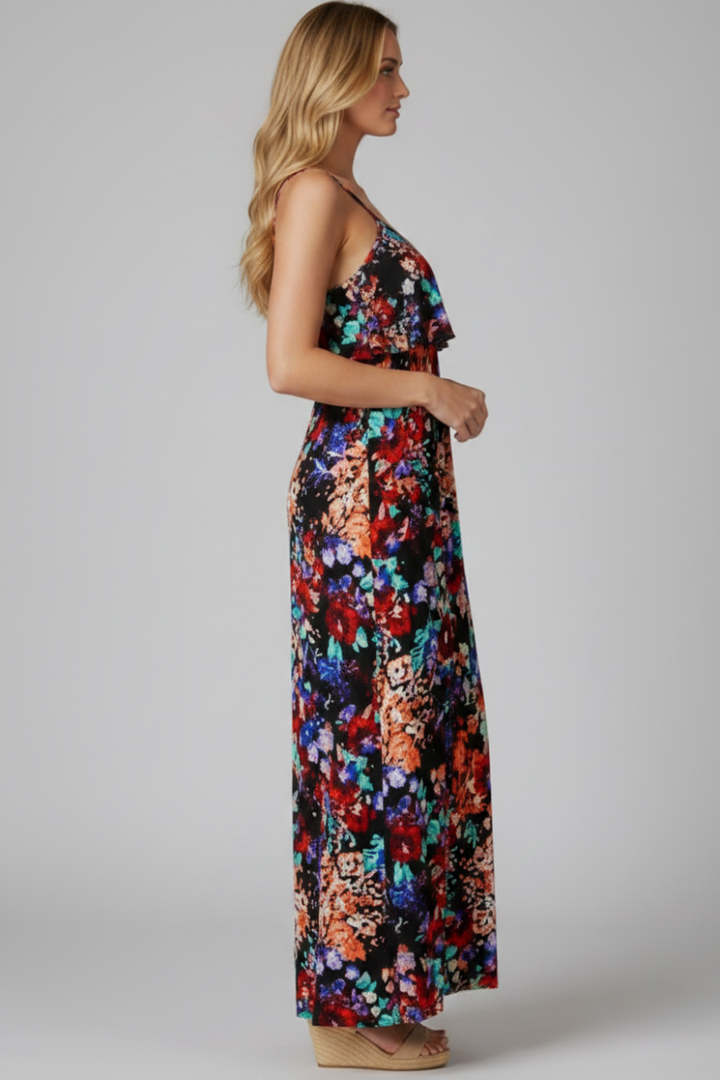 RUFFLED CRISSCROSS BACK DETAIL MAXI DRESS HMED5008-15