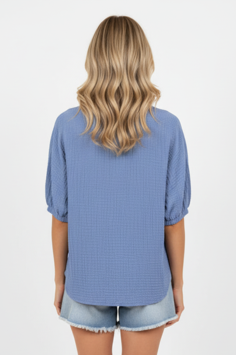MANDARIN COLLAR ANIMAL PRINT CONTRAST TOP HMET8102