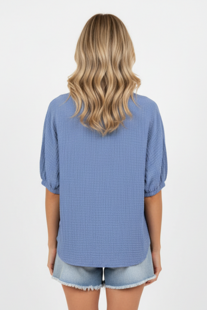 MANDARIN COLLAR ANIMAL PRINT CONTRAST TOP HMET8102