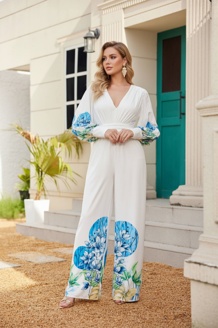 KIMONO LONG SLEEVES SOLID PRINT JUMPSUIT. CJ33290