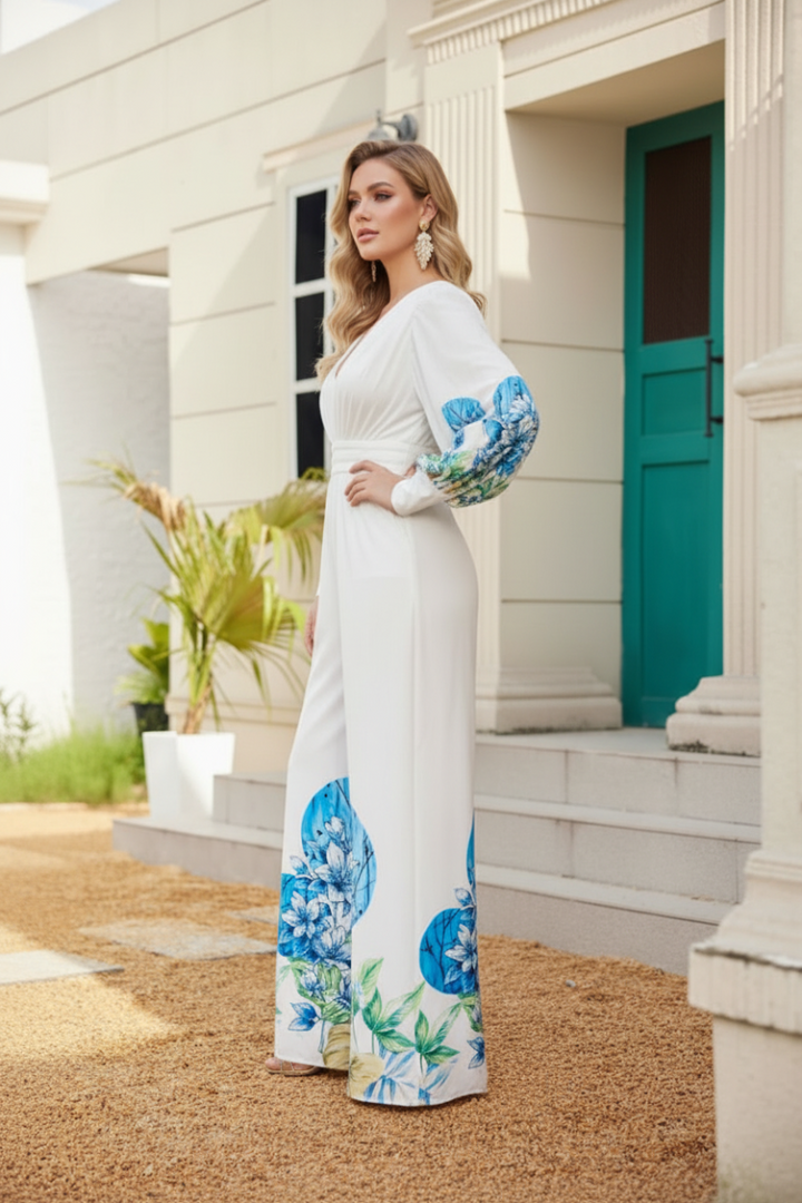 KIMONO LONG SLEEVES SOLID PRINT JUMPSUIT. CJ33290