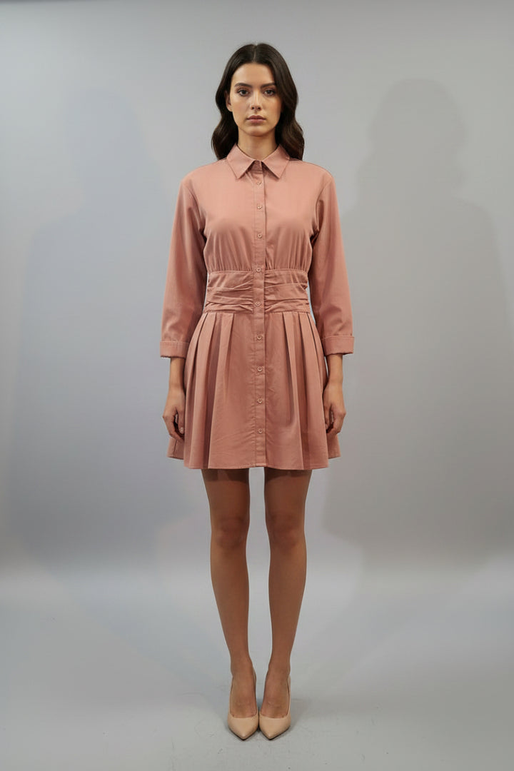 LONG SLEEVES BUTTON DOWN SOLID DRESS. SD3327