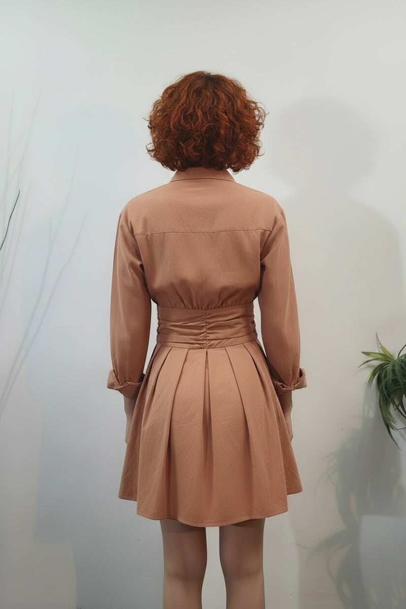 LONG SLEEVES BUTTON DOWN SOLID DRESS. SD3327