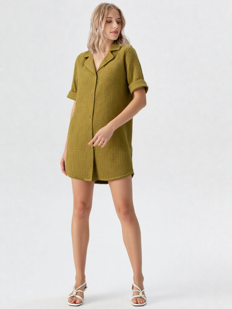 Textured Knit Casual Oversized Mini Dress