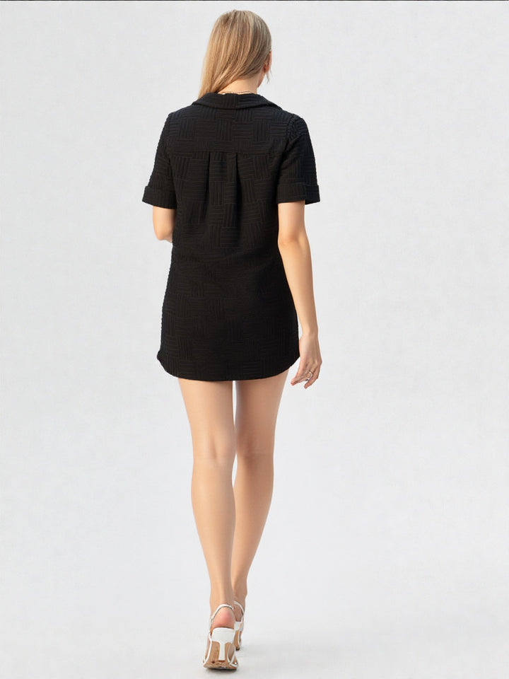 Textured Knit Casual Oversized Mini Dress