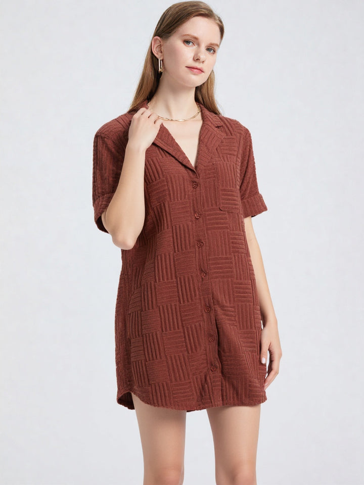 Textured Knit Casual Oversized Mini Dress
