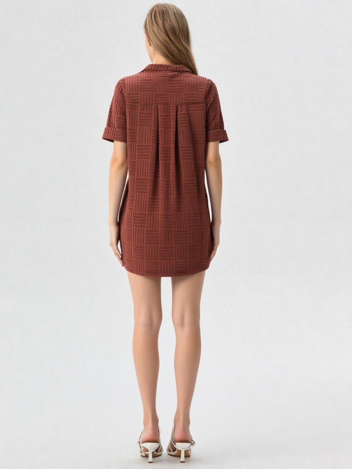 Textured Knit Casual Oversized Mini Dress