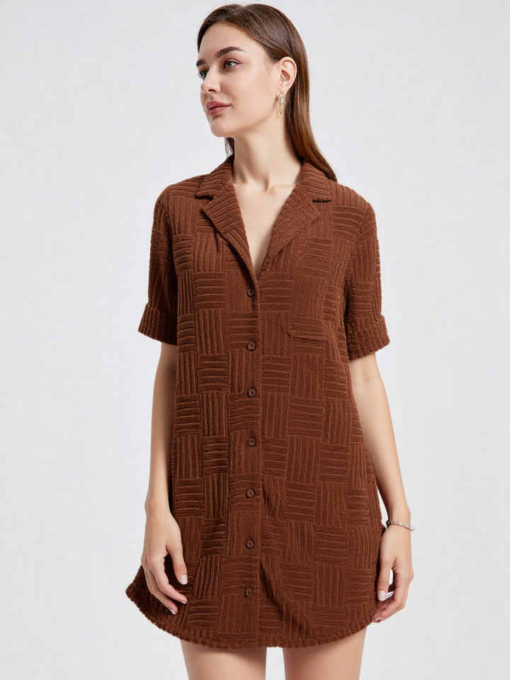 Textured Knit Casual Oversized Mini Dress