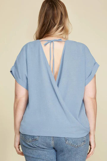 CORAL SURPLICE DROP SHOULDER BACK STRAP PLUS SIZE TOP SKPSY4445