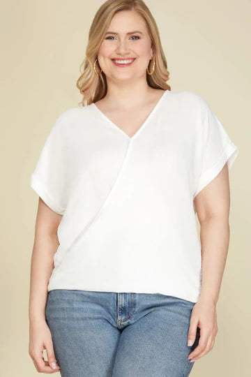 CORAL SURPLICE DROP SHOULDER BACK STRAP PLUS SIZE TOP SKPSY4445