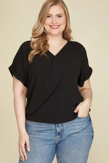 CORAL SURPLICE DROP SHOULDER BACK STRAP PLUS SIZE TOP SKPSY4445