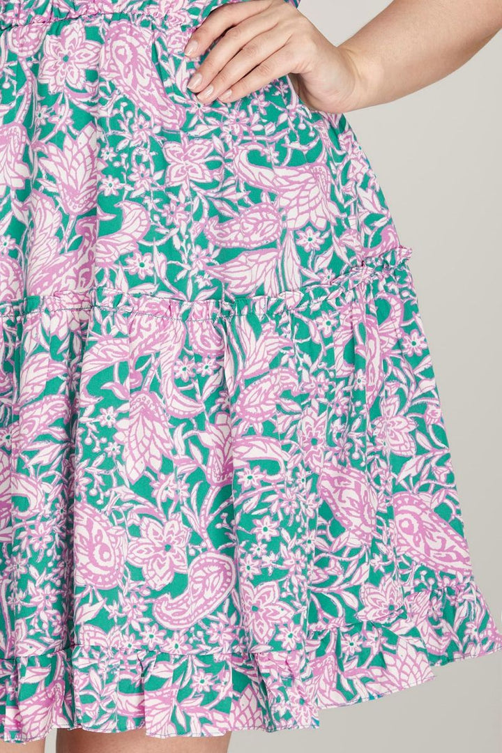 JADE KIMONO SLEEVES SURPILCE TIERED WOVEN PLUS SIZE MINI DRESS SKPSY6471