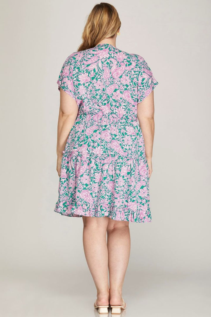 JADE KIMONO SLEEVES SURPILCE TIERED WOVEN PLUS SIZE MINI DRESS SKPSY6471