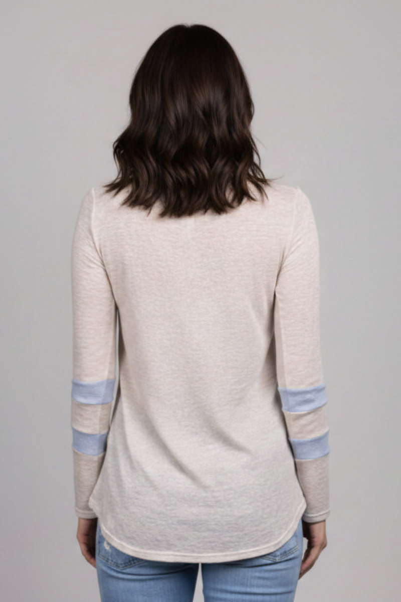 OATMEAL BLUE CONTRAST TOP-VT5056
