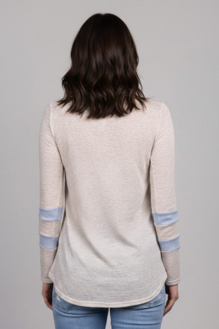 OATMEAL BLUE CONTRAST TOP-VT5056
