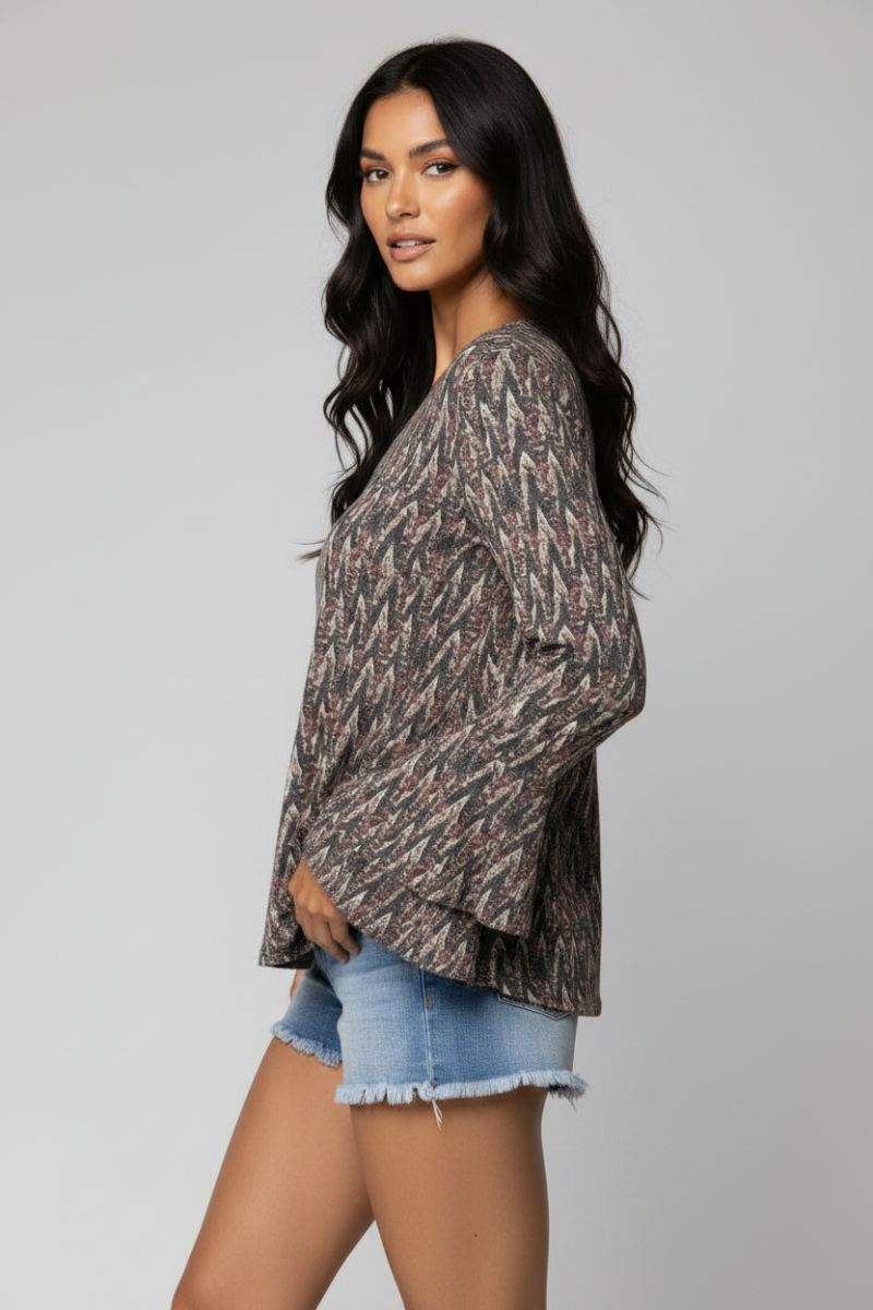 BELL LONG SLEEVES KNIT TOP TJ10311-