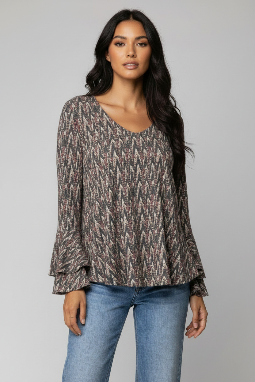 BELL LONG SLEEVES KNIT TOP TJ10311-