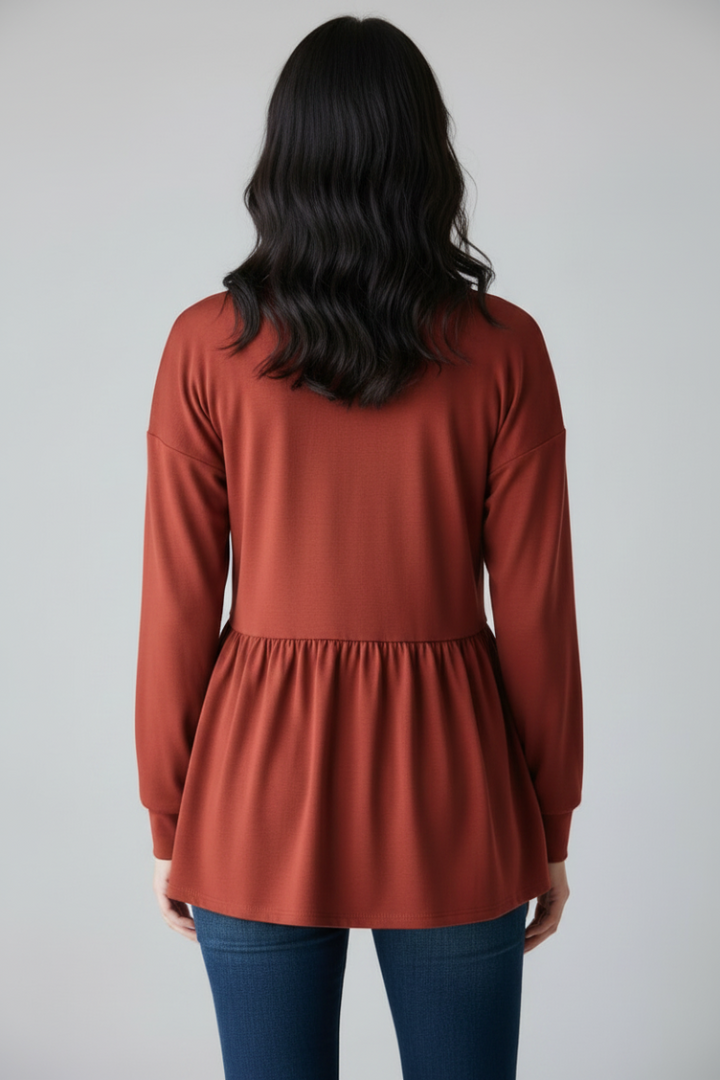 PUFF SLEEVE BUTTON DOWN SHACKET TOP HMEJ6739