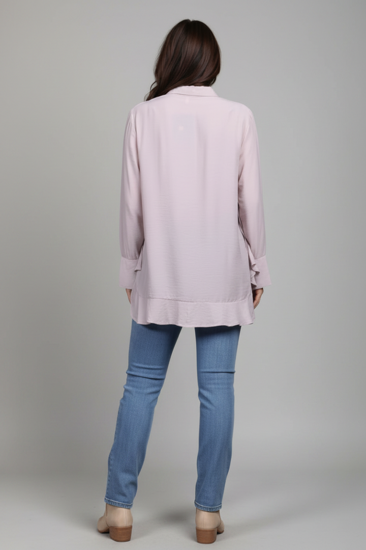 BLUSH BUTTON DOWN HI-LOW BLOUSE -T2300
