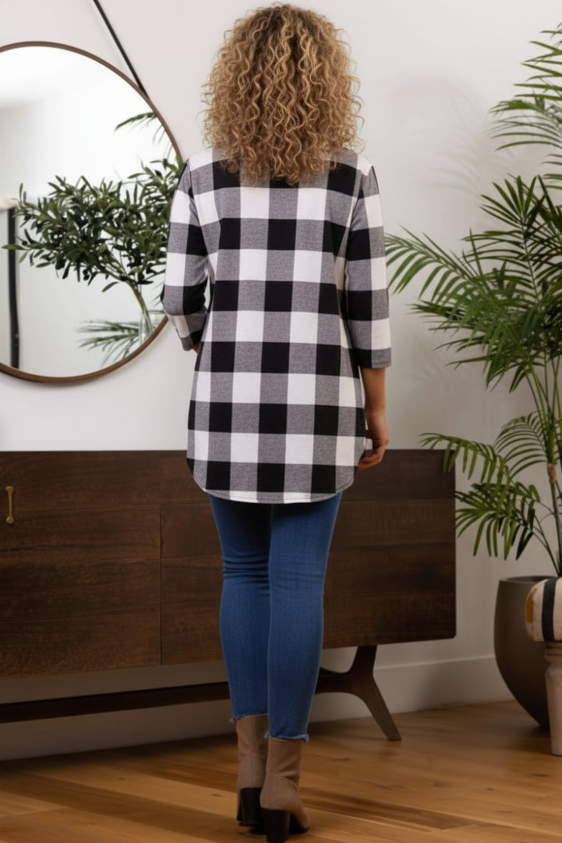 COLLARED MADRAS PRINT ROUND HEM TOP ST1460-13-