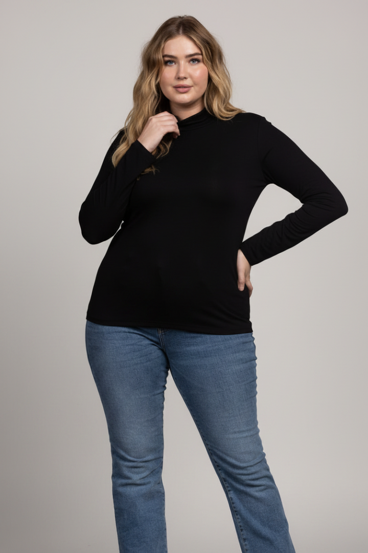 COWL NECK LONG SLEEVES PLUS SIZE TOP-CT43521PL