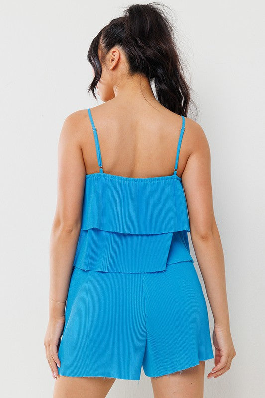 BLUE PLEATED TWO-PIECES SET SIC700381