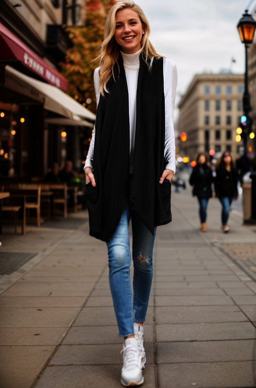 SOLID DRAPED VEST PLUS SIZE HMSJ1003-99