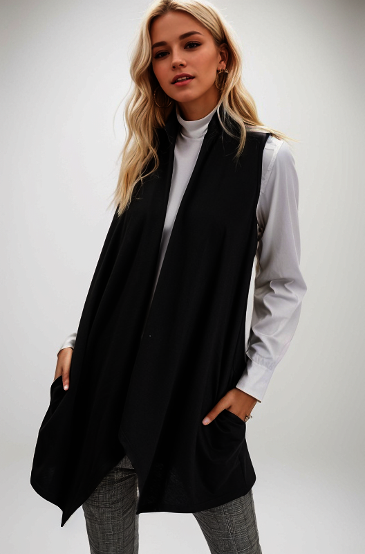 SOLID DRAPED VEST PLUS SIZE HMSJ1003-99