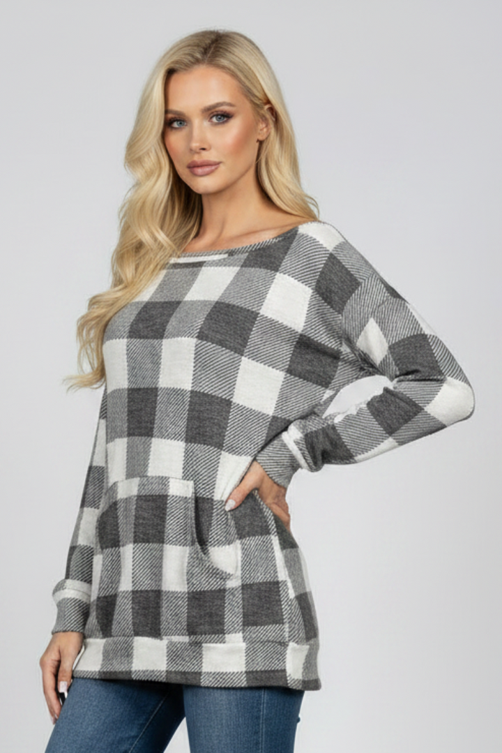 MADRAS PRINT OVERSIZE PULLOVER TOP-ST1788-13-
