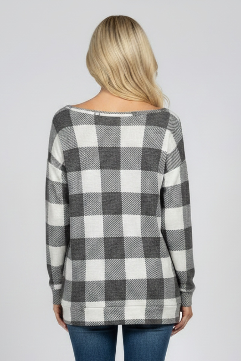 MADRAS PRINT OVERSIZE PULLOVER TOP-ST1788-13-