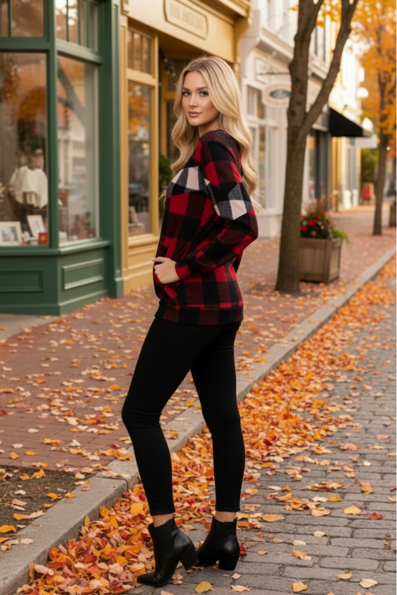 MADRAS PRINT LONG SLEEVE TOP  ET5153-19