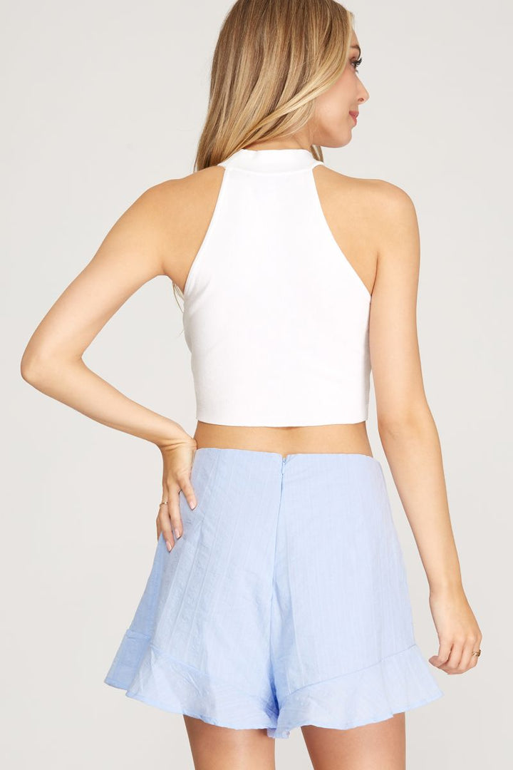 ICE BLUE JACQUARD W/ LINING WOVEN COTTON SHORTS SKSS8706