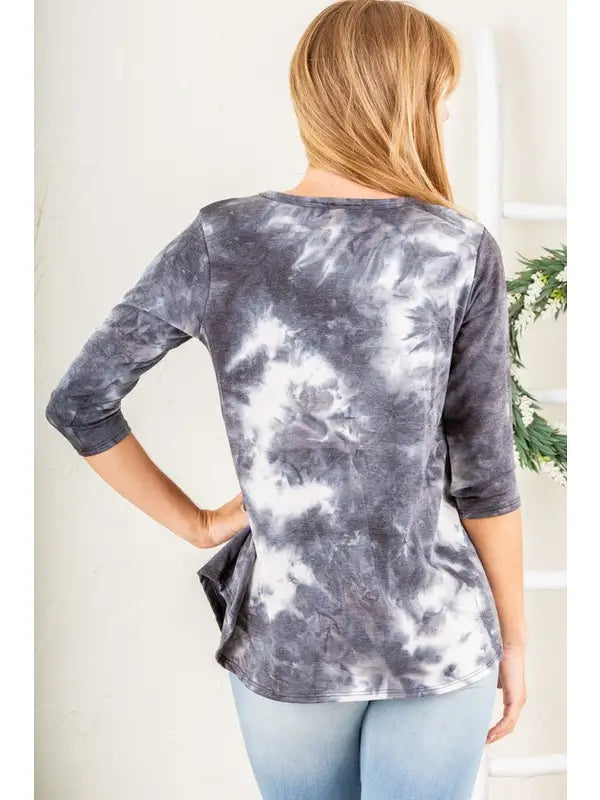 BLACK MARBLE BABYDOLL TOP ST1809-100