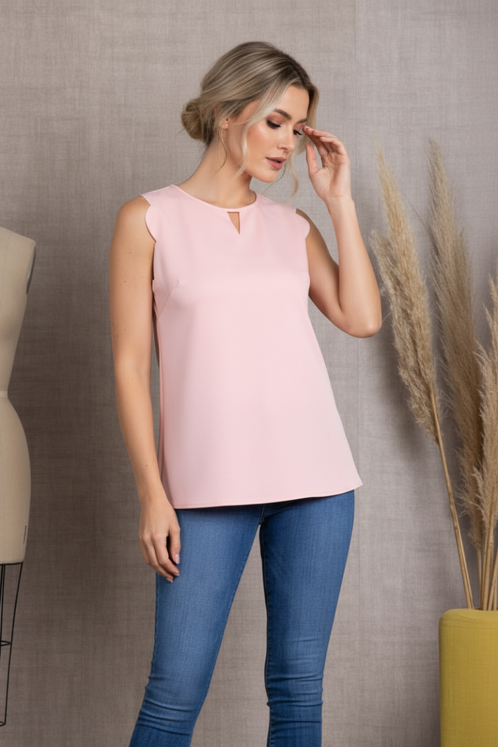WAVE CUT SLEEVELESS TOP*