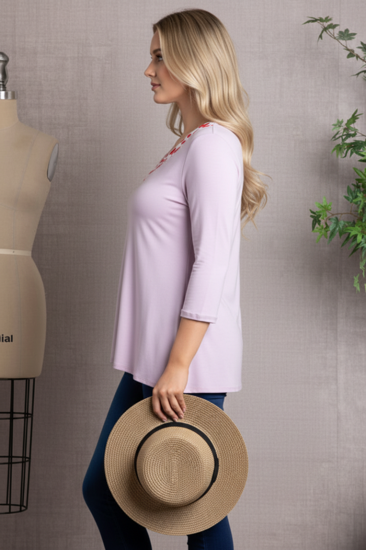 HEART PRINTS V-NECK PLUS SIZE KNIT TOP-T6571