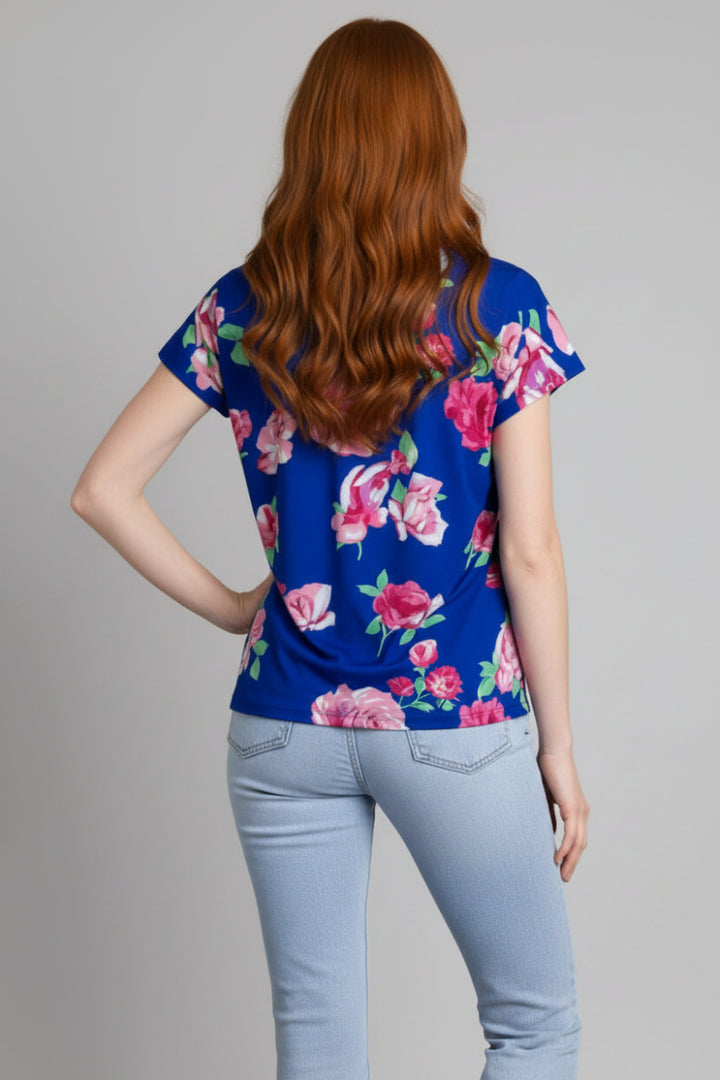 FLORAL PRINT TWISTED HEM TOP-ST1219-