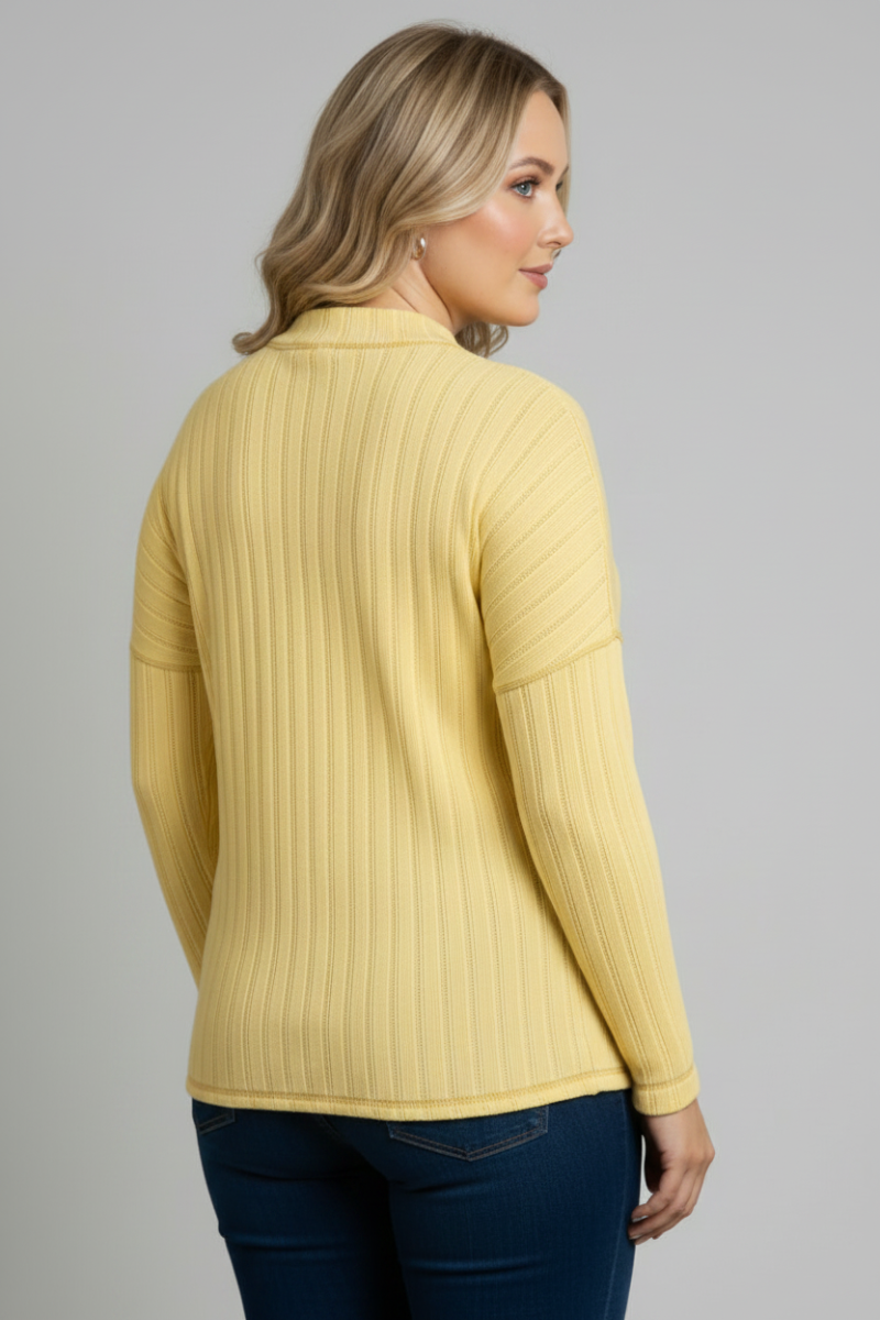 YELLOW TUSCAN JERSEY RIB KNIT PLUS SIZE TOP-PTY3786X