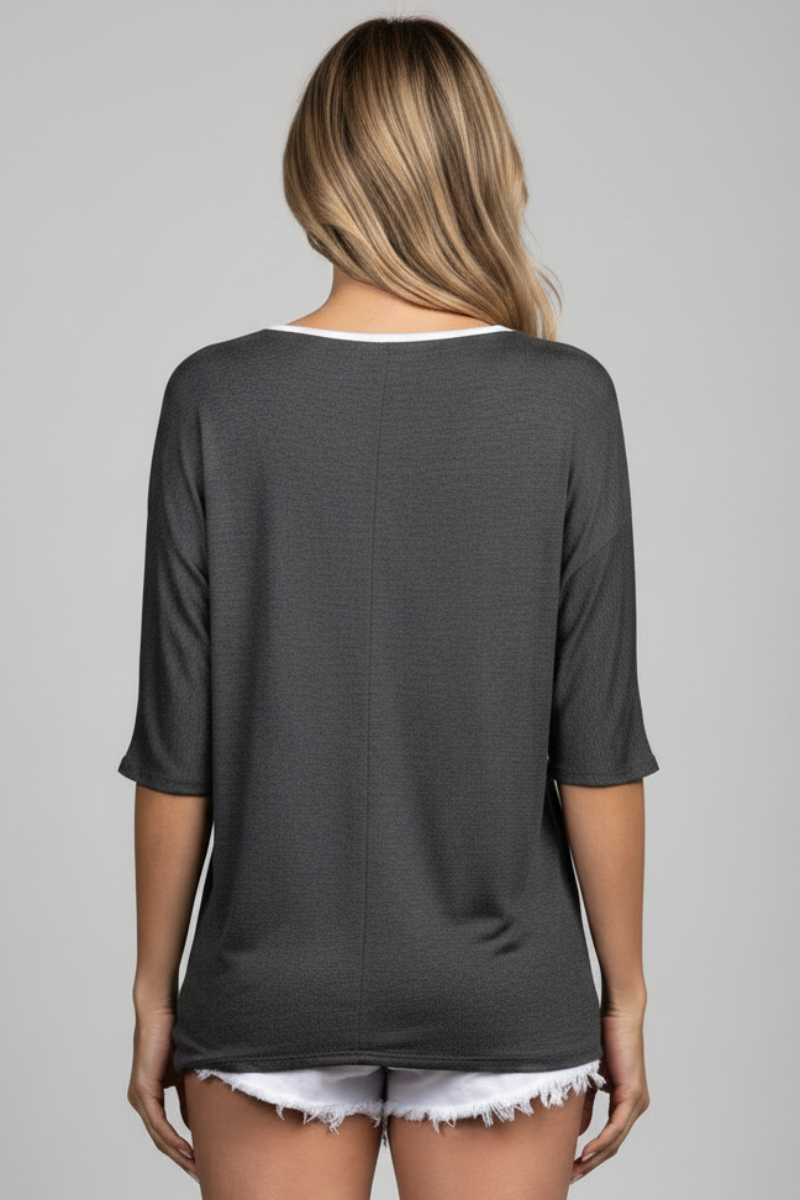 LEOPARD PRINT DOLMAN SLEEVES CONTRAST KNIT TOP-CT43609E-