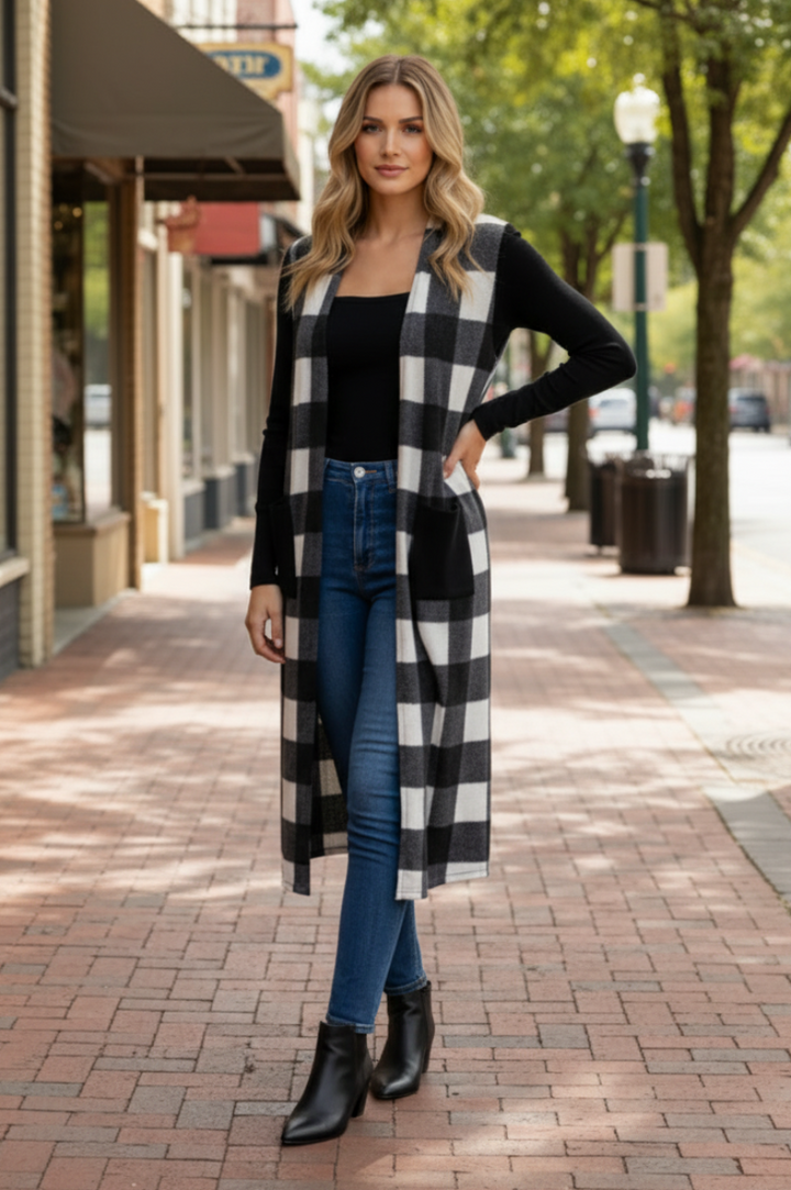 OPEN FRONT PATCH POCKET LONG CARDIGAN SG21022