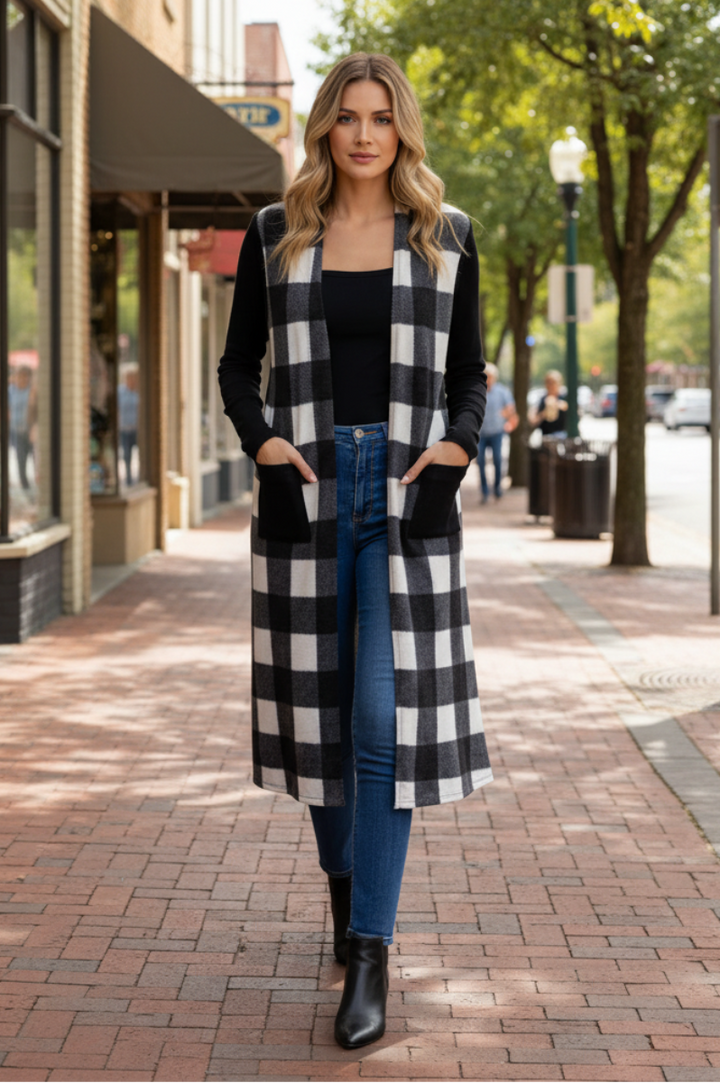 OPEN FRONT PATCH POCKET LONG CARDIGAN SG21022