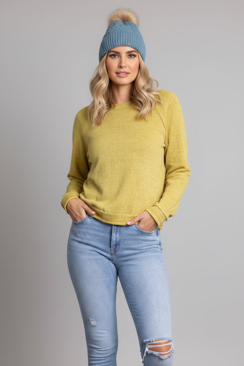 MUSTARD KNITTED LONG SLEEVE TOP TY10845-