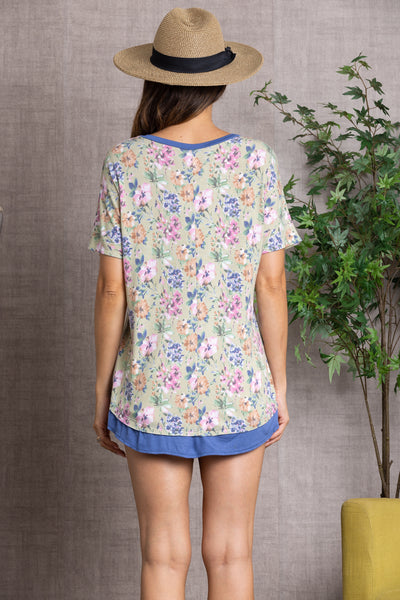 OLIVE SELLY FLORAL PRINT TOP